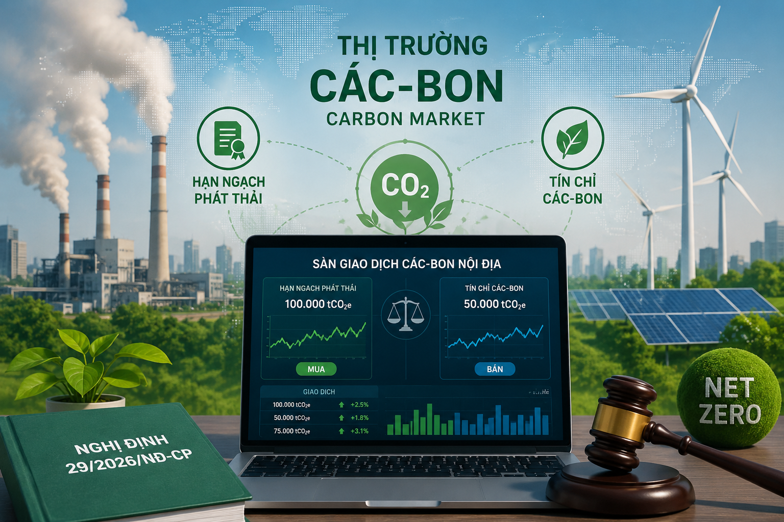 Ban hành Nghị định 29/2026/NĐ-CP – thiết lập cơ chế vận hành thị trường các-bon nội địa
